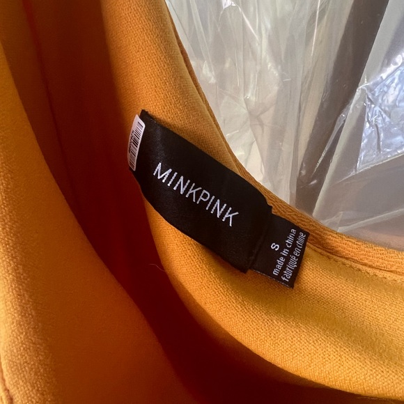 MINKPINK Mustard Yellow Ruffle One Shoulder Mini Dress - Picture 4 of 5